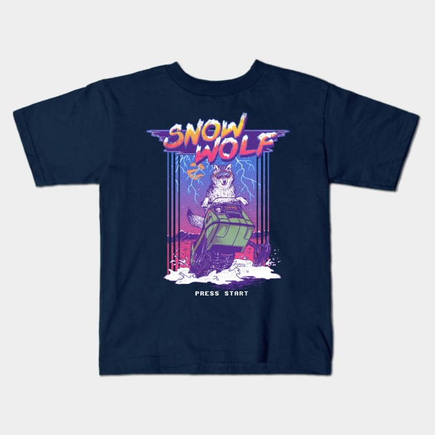 Snow Wolf Kids T-Shirt by Hillary White Rabbit